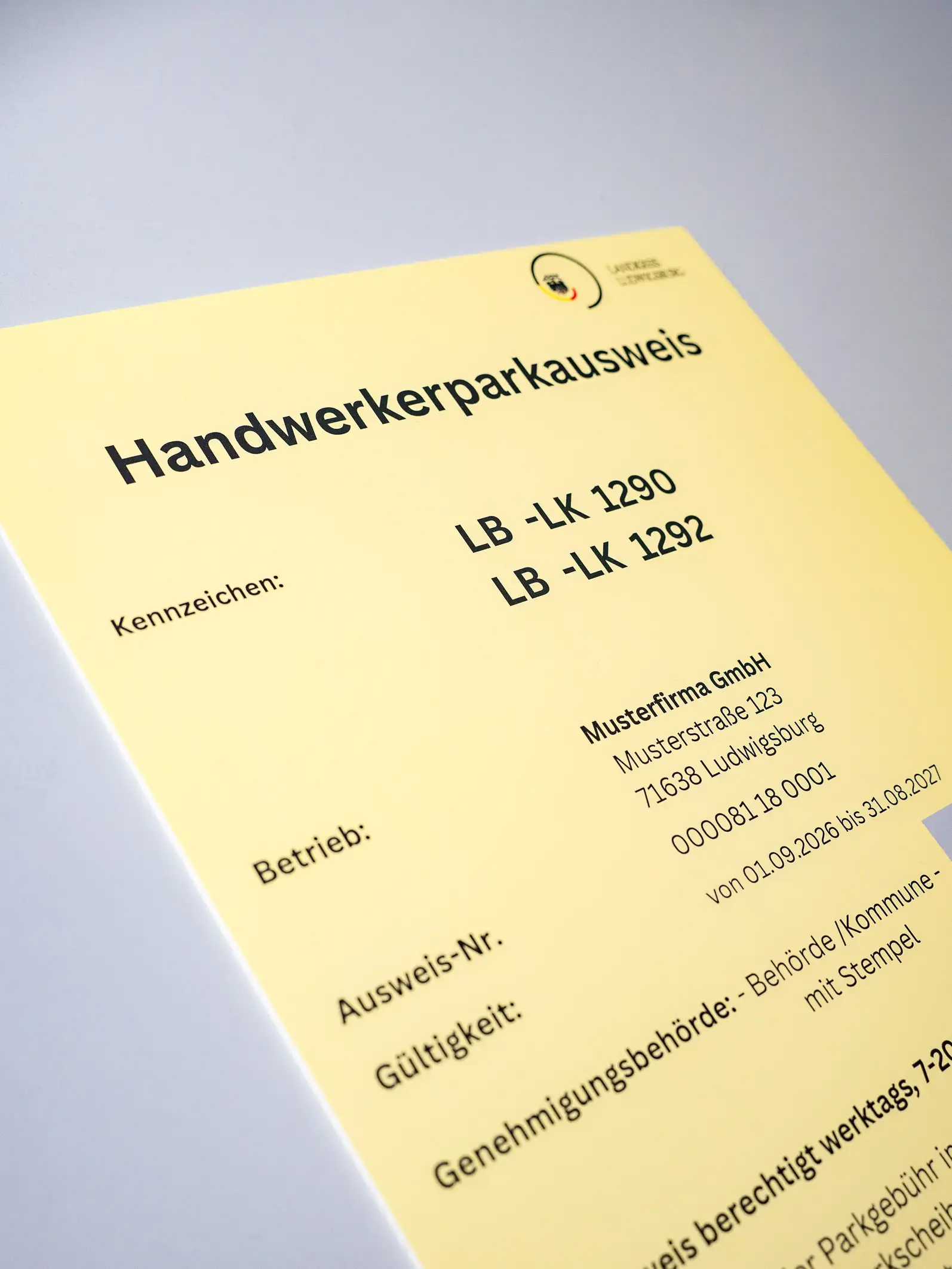 Neuer Handwerker-Parkausweis im Landkreis Ludwigsburg beantragen