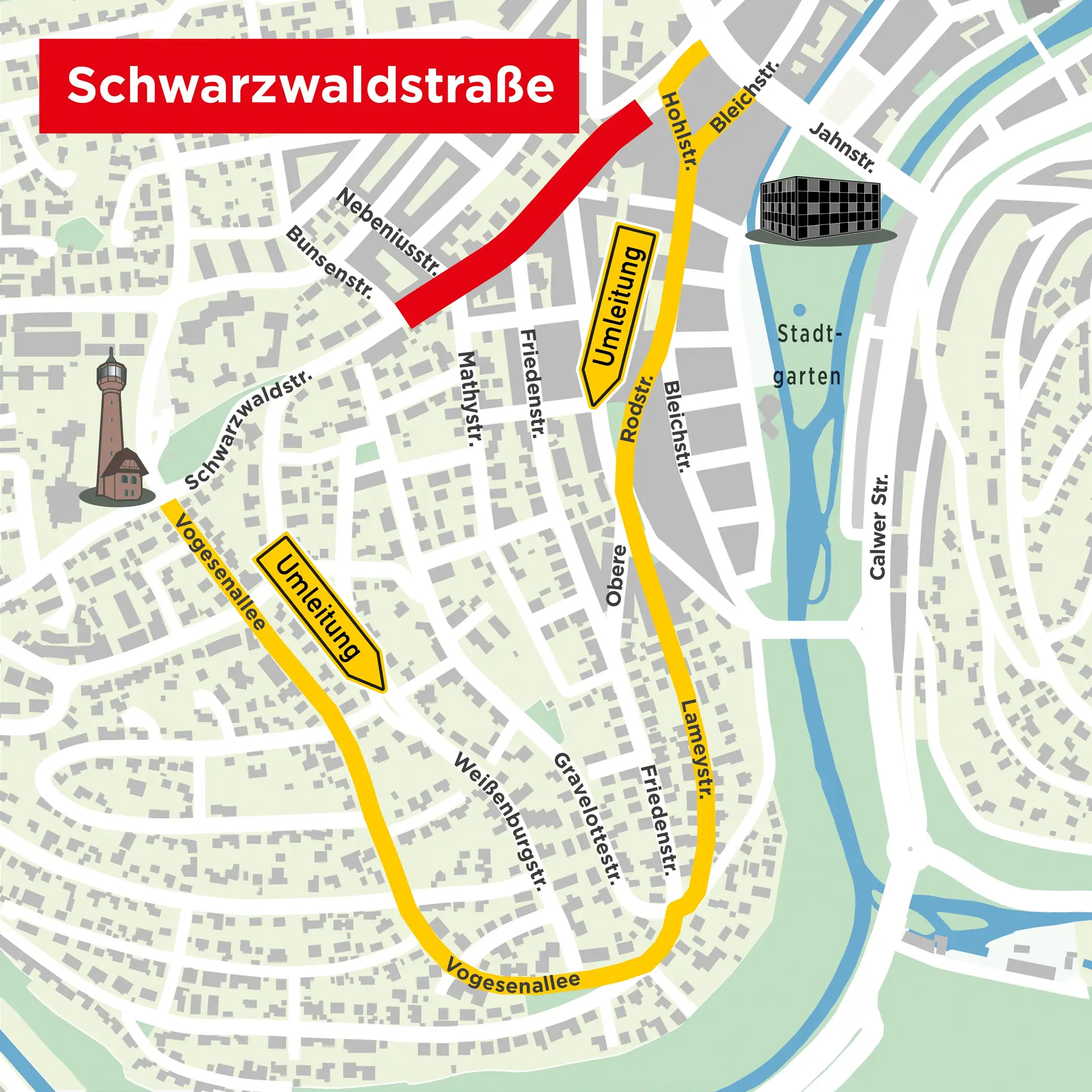 Vollsperrung in der Schwarzwaldstraße: Asphaltarbeiten zwischen ALDI Süd und Bunsenstraße